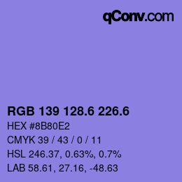 カラーコード: RGB 139 128.6 226.6 | qconv.com