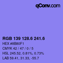 カラーコード: RGB 139 128.6 241.6 | qconv.com