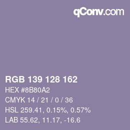 Color code: RGB 139 128 162 | qconv.com