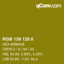 Color code: RGB 139 128 8 | qconv.com