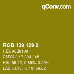 Color code: RGB 139 129 8 | qconv.com