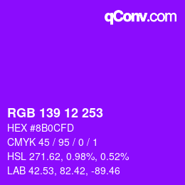 Color code: RGB 139 12 253 | qconv.com