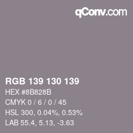 カラーコード: RGB 139 130 139 | qconv.com