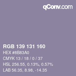 Color code: RGB 139 131 160 | qconv.com