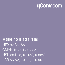Farbcode: RGB 139 131 165 | qconv.com