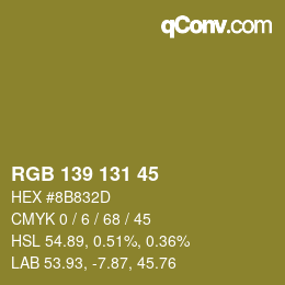Color code: RGB 139 131 45 | qconv.com