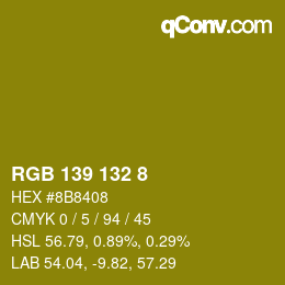 カラーコード: RGB 139 132 8 | qconv.com