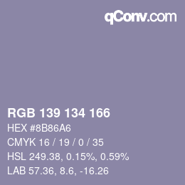 Color code: RGB 139 134 166 | qconv.com