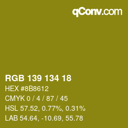 Color code: RGB 139 134 18 | qconv.com