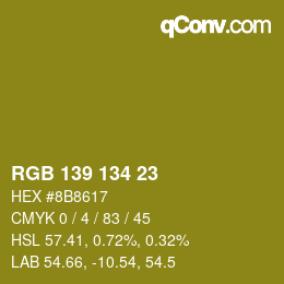 Color code: RGB 139 134 23 | qconv.com