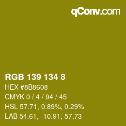 Color code: RGB 139 134 8 | qconv.com