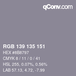 Farbcode: RGB 139 135 151 | qconv.com
