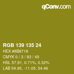 Color code: RGB 139 135 24 | qconv.com