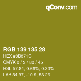 Color code: RGB 139 135 28 | qconv.com