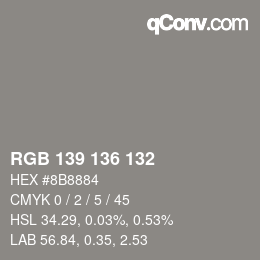 Código de color: RGB 139 136 132 | qconv.com