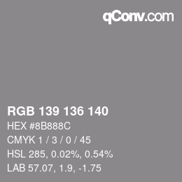 Código de color: RGB 139 136 140 | qconv.com