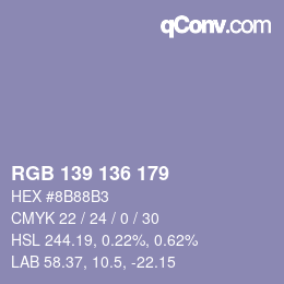 Color code: RGB 139 136 179 | qconv.com