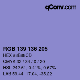 Color code: RGB 139 136 205 | qconv.com