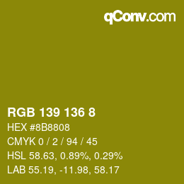 Farbcode: RGB 139 136 8 | qconv.com