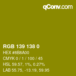 Color code: RGB 139 138 0 | qconv.com