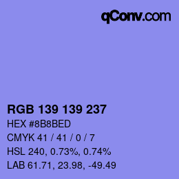 Color code: RGB 139 139 237 | qconv.com