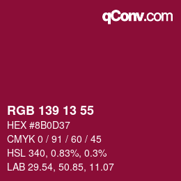 Color code: RGB 139 13 55 | qconv.com