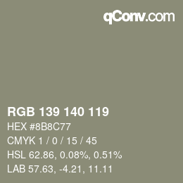 颜色代码: RGB 139 140 119 | qconv.com
