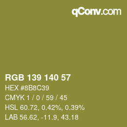 Color code: RGB 139 140 57 | qconv.com