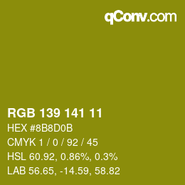 カラーコード: RGB 139 141 11 | qconv.com
