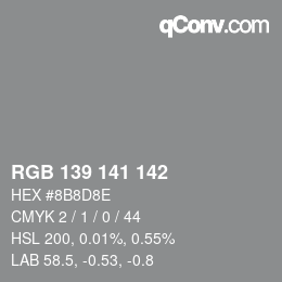 Color code: RGB 139 141 142 | qconv.com