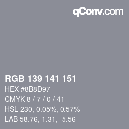 Color code: RGB 139 141 151 | qconv.com