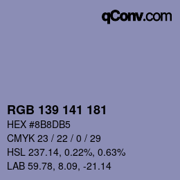 Color code: RGB 139 141 181 | qconv.com