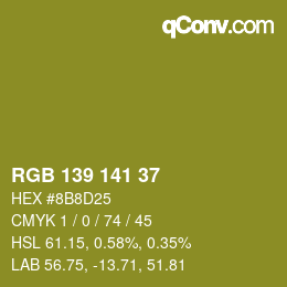 Color code: RGB 139 141 37 | qconv.com