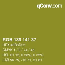 Color code: RGB 139 141 37 | qconv.com