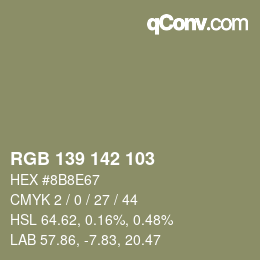 Color code: RGB 139 142 103 | qconv.com