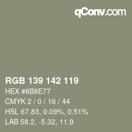 Color code: RGB 139 142 119 | qconv.com