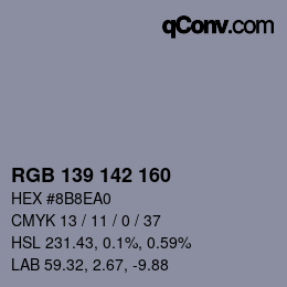 Color code: RGB 139 142 160 | qconv.com