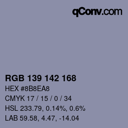 Color code: RGB 139 142 168 | qconv.com
