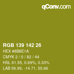 Color code: RGB 139 142 26 | qconv.com
