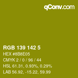 Color code: RGB 139 142 5 | qconv.com