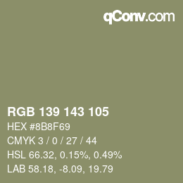 颜色代码: RGB 139 143 105 | qconv.com