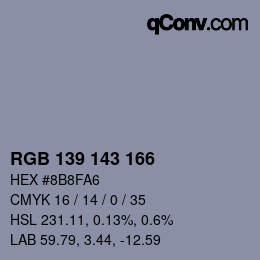 Color code: RGB 139 143 166 | qconv.com