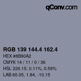 カラーコード: RGB 139 144.4 162.4 | qconv.com