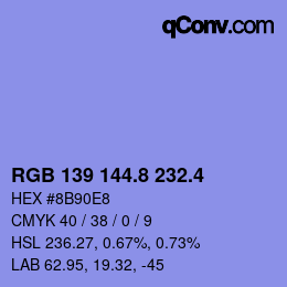 カラーコード: RGB 139 144.8 232.4 | qconv.com