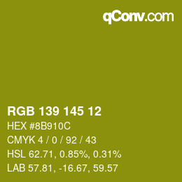 Color code: RGB 139 145 12 | qconv.com