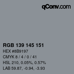 Color code: RGB 139 145 151 | qconv.com