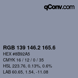 カラーコード: RGB 139 146.2 165.6 | qconv.com