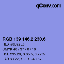 カラーコード: RGB 139 146.2 230.6 | qconv.com