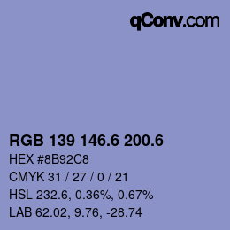 カラーコード: RGB 139 146.6 200.6 | qconv.com