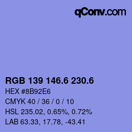 カラーコード: RGB 139 146.6 230.6 | qconv.com